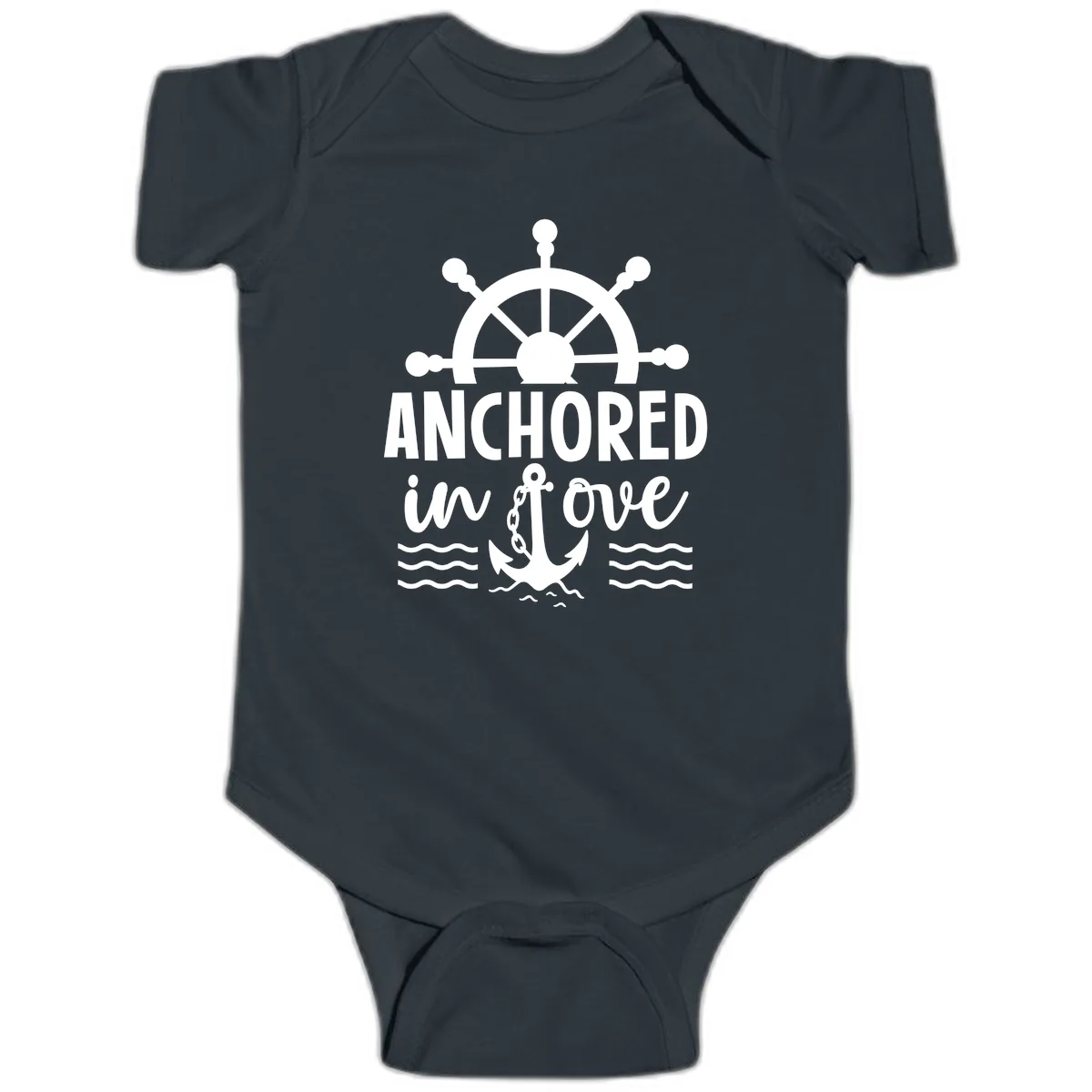 Anchored In Love Family Cruise Vacation Apparel Baby Onesie in Black