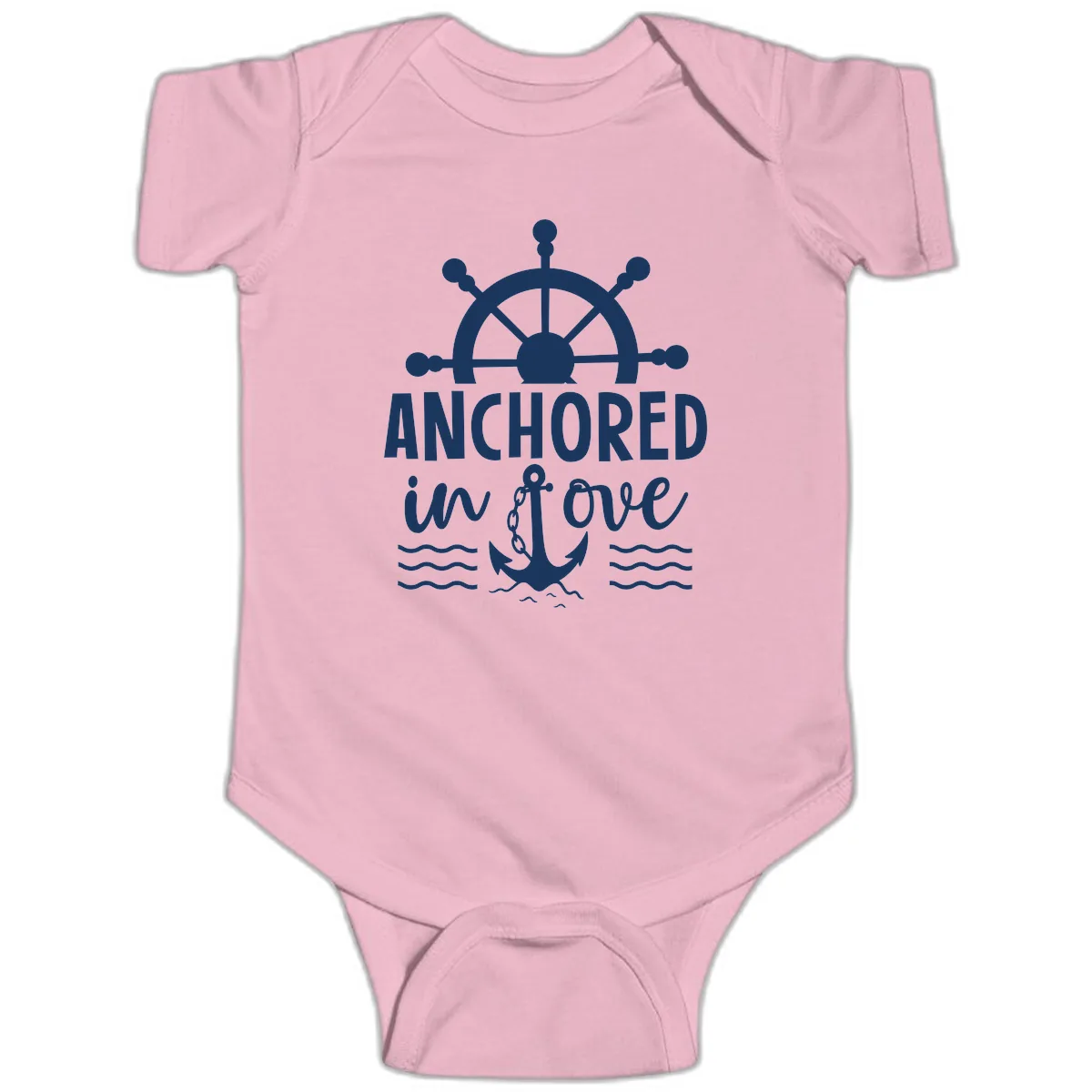 Anchored In Love Family Cruise Vacation Apparel Baby Onesie in Pink