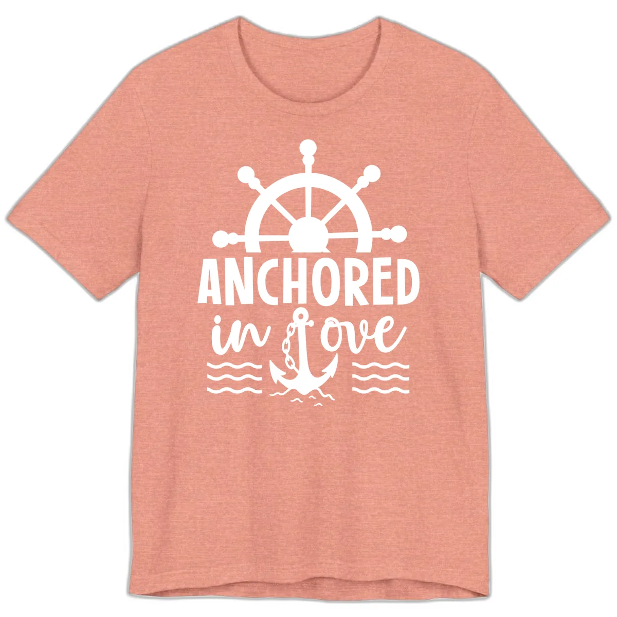 Anchored In Love Family Cruise Vacation Apparel Premium T-Shirt in Heather Sunset