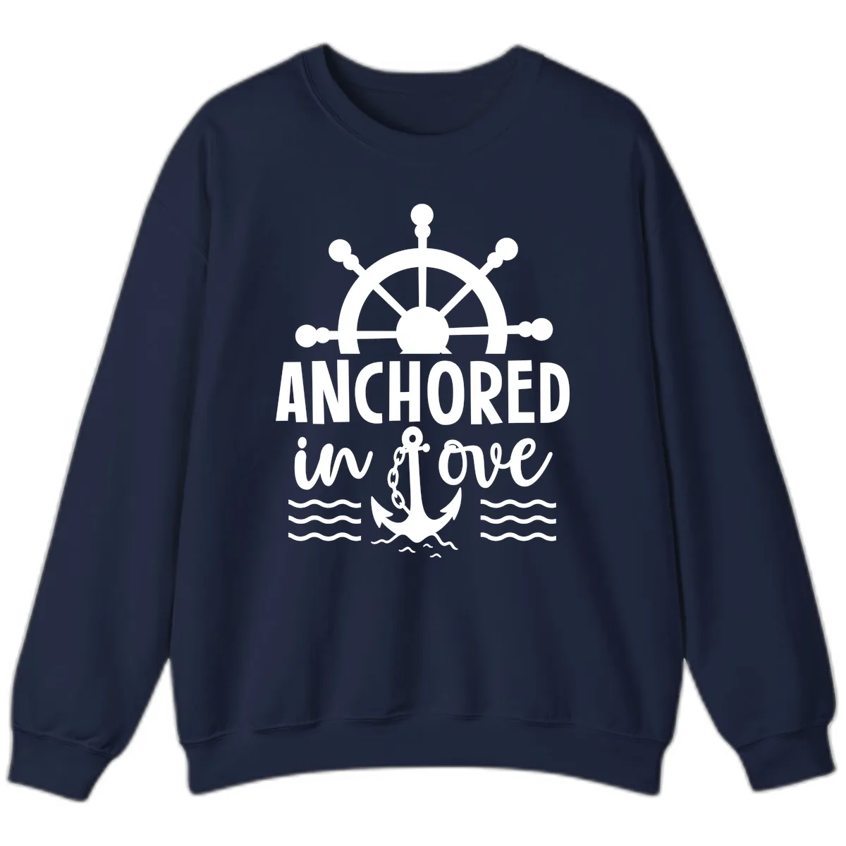 Anchored In Love Family Cruise Vacation Apparel Sweatshirt in Navy
