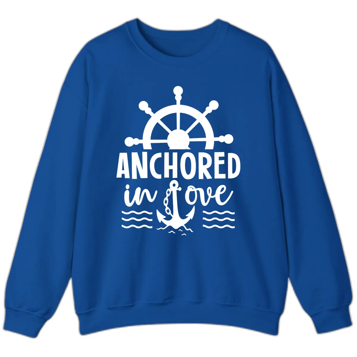 Anchored In Love Family Cruise Vacation Apparel Sweatshirt in Royal