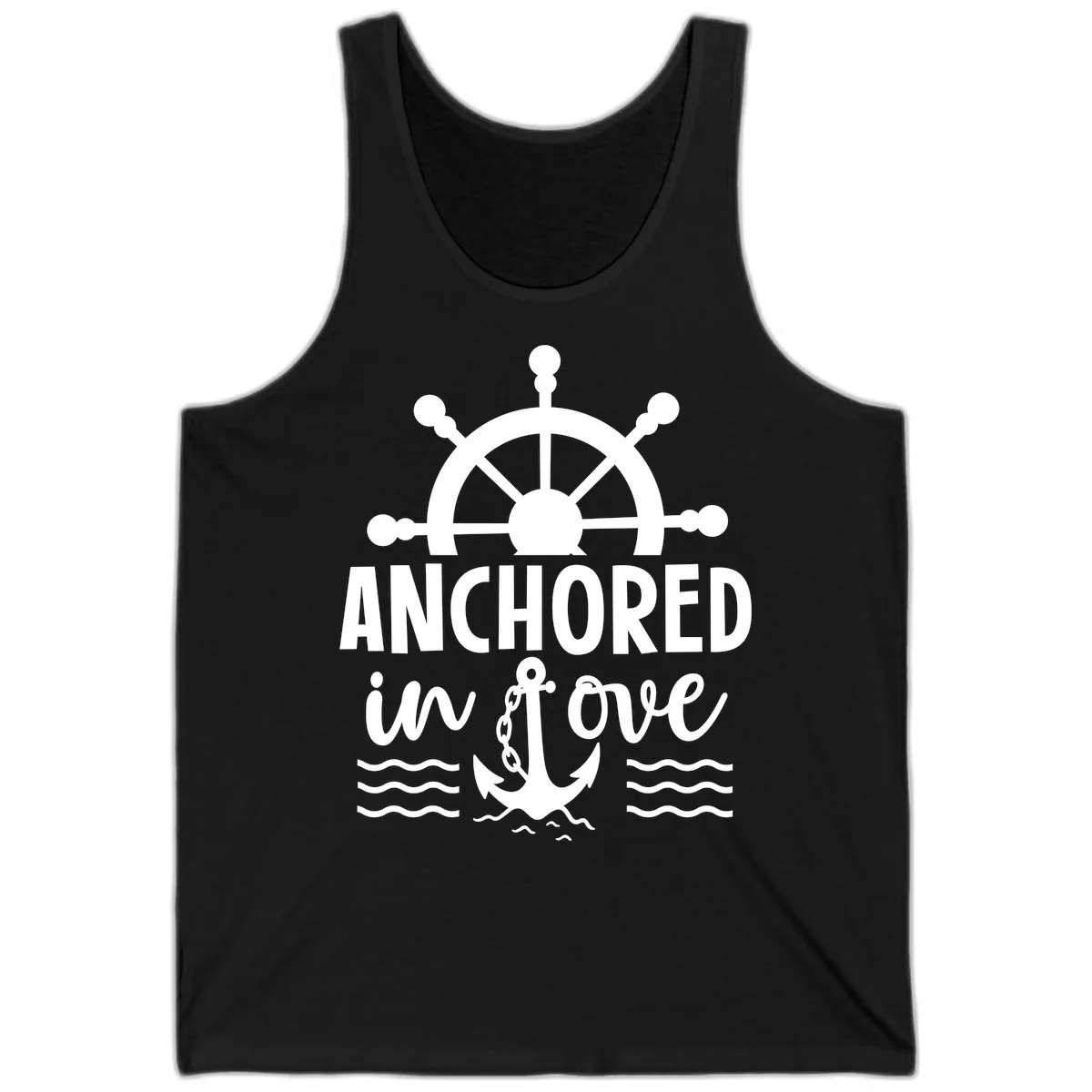 Anchored In Love Family Cruise Vacation Apparel Tank in Black