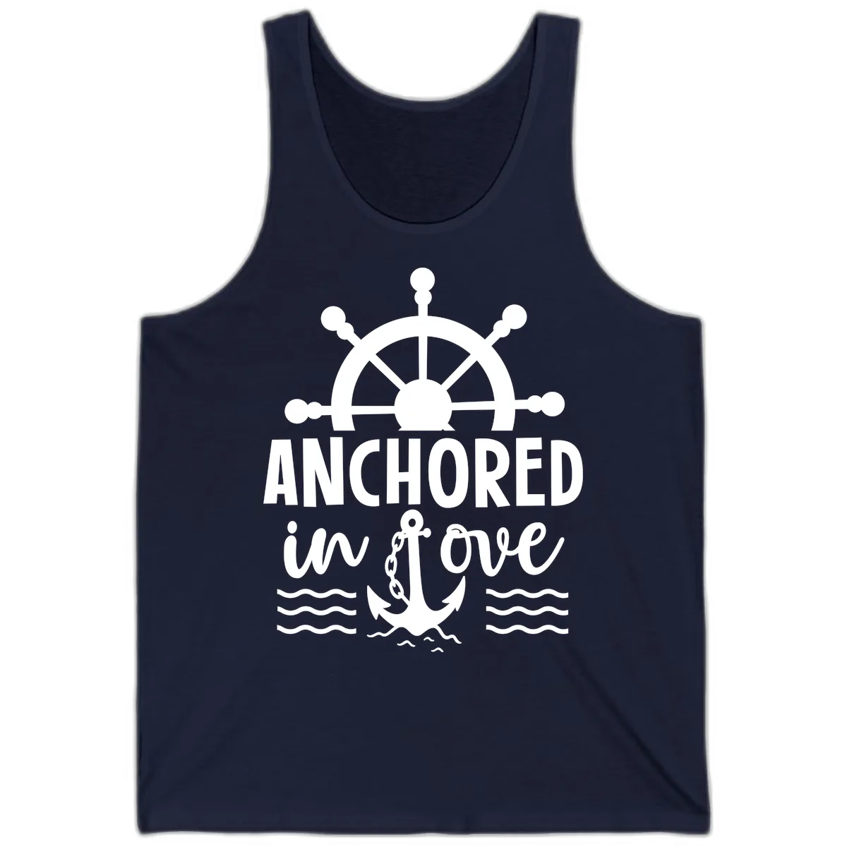 Anchored In Love Family Cruise Vacation Apparel Tank in Navy