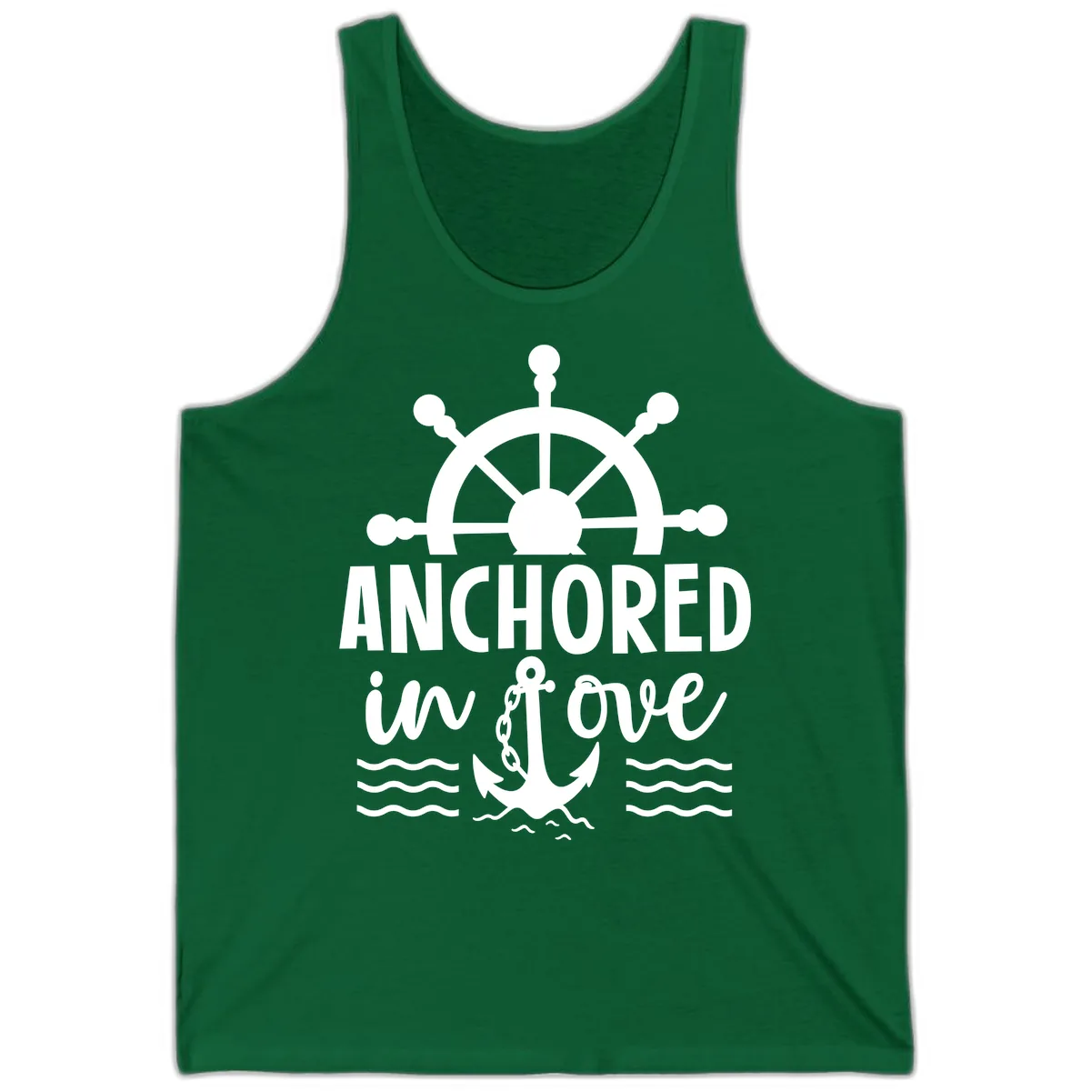 Anchored In Love Family Cruise Vacation Apparel Tank in Kelly