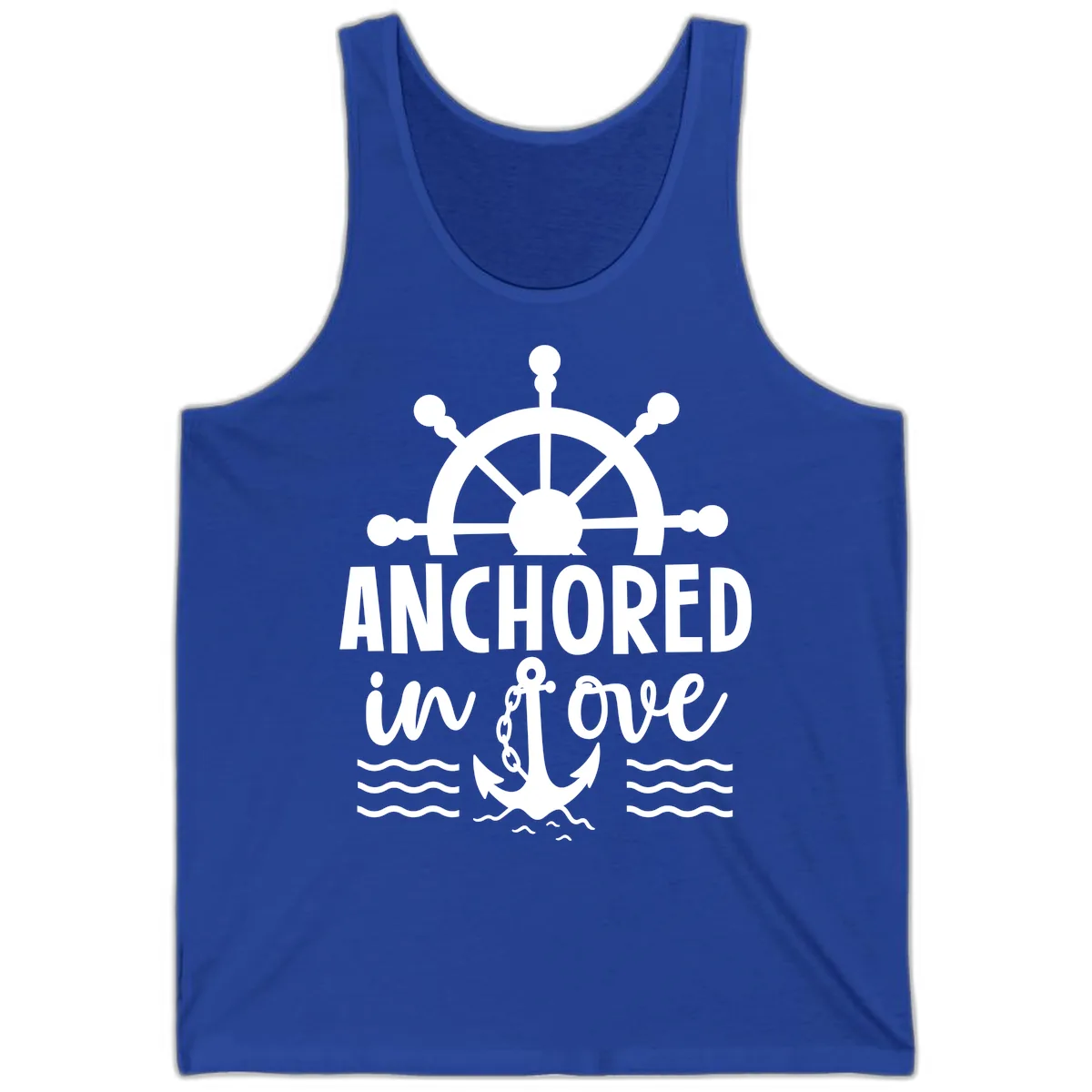 Anchored In Love Family Cruise Vacation Apparel Tank in True Royal