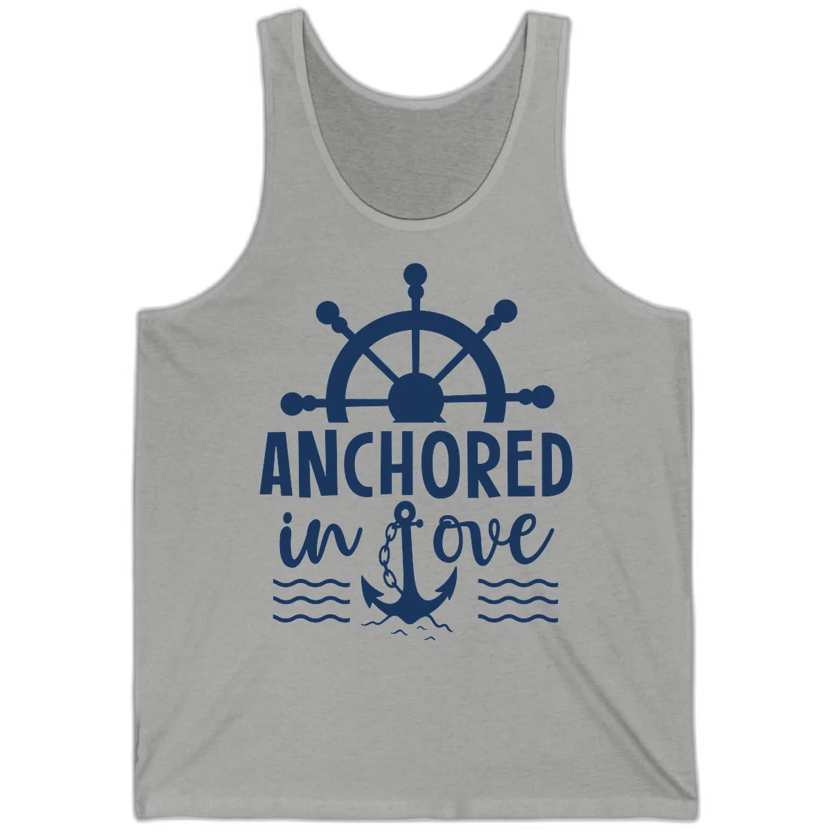 Anchored In Love Family Cruise Vacation Apparel Tank in Athletic Heather