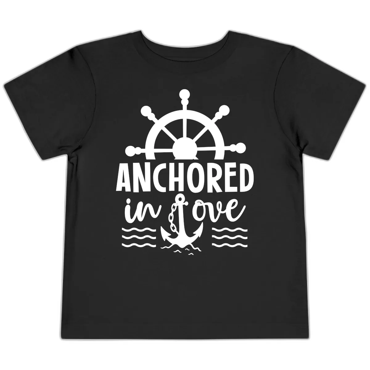 Anchored In Love Family Cruise Vacation Apparel Toddler T-Shirt in Black