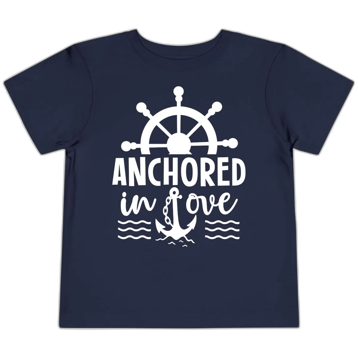 Anchored In Love Family Cruise Vacation Apparel Toddler T-Shirt in Navy