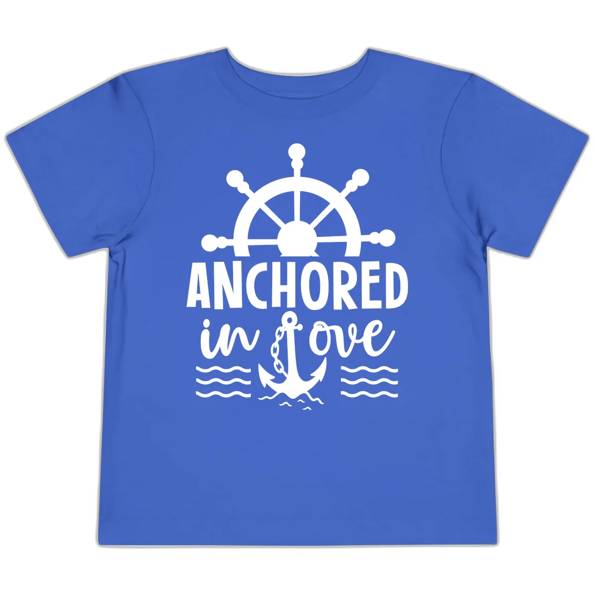 Anchored In Love Family Cruise Vacation Apparel Toddler T-Shirt in True Royal