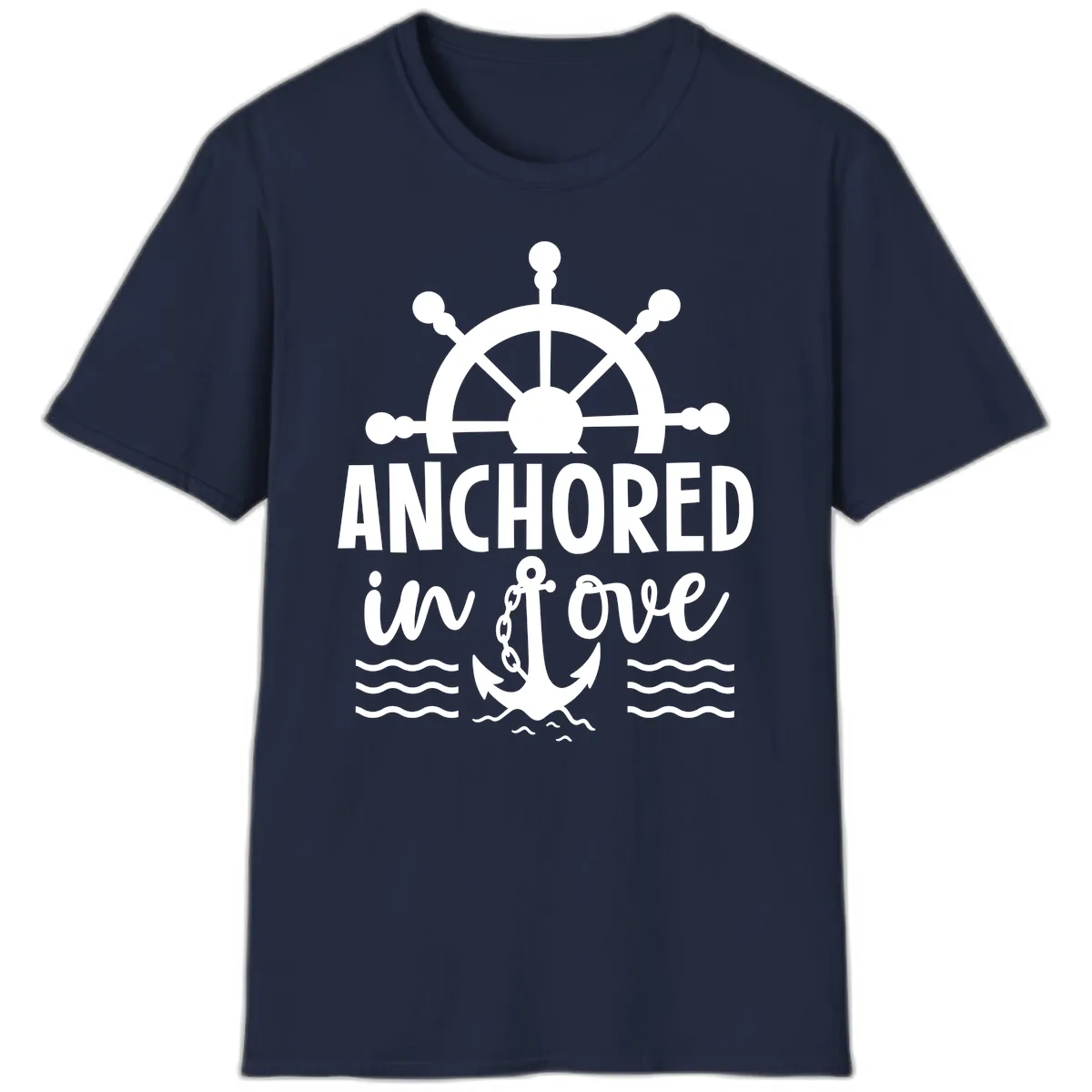 Anchored In Love Family Cruise Vacation Apparel T-Shirt in Navy