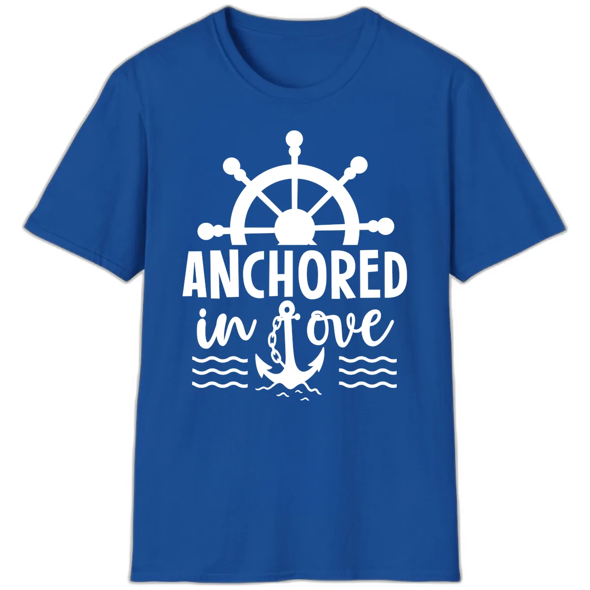 Anchored In Love Family Cruise Vacation Apparel T-Shirt in Royal