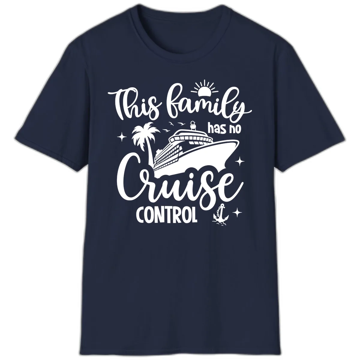 This Family Has No Cruise Control Vacation T-Shirt in Navy