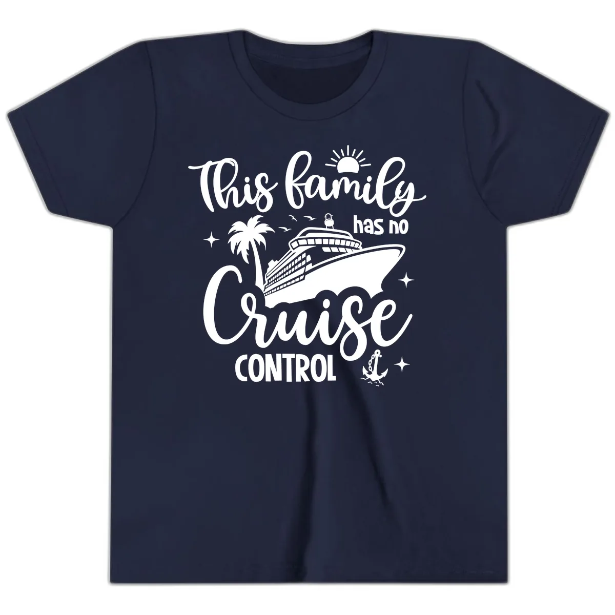 This Family Has No Cruise Control Vacation Youth T-Shirt in Navy