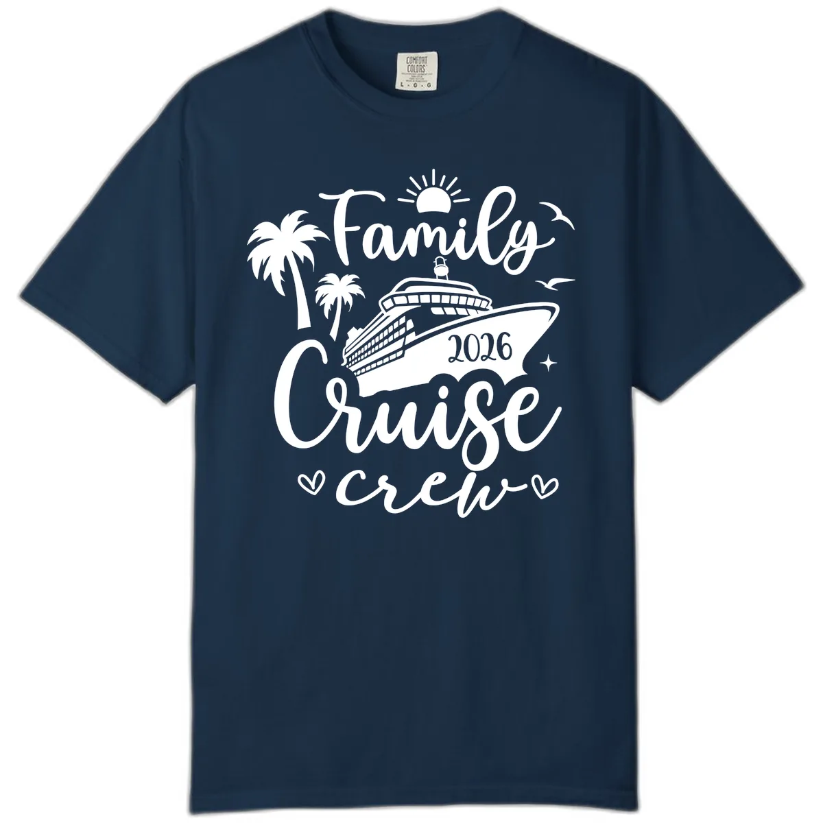 Family Cruise Crew 2026 Vacation Apparel Comfort Color in True Navy