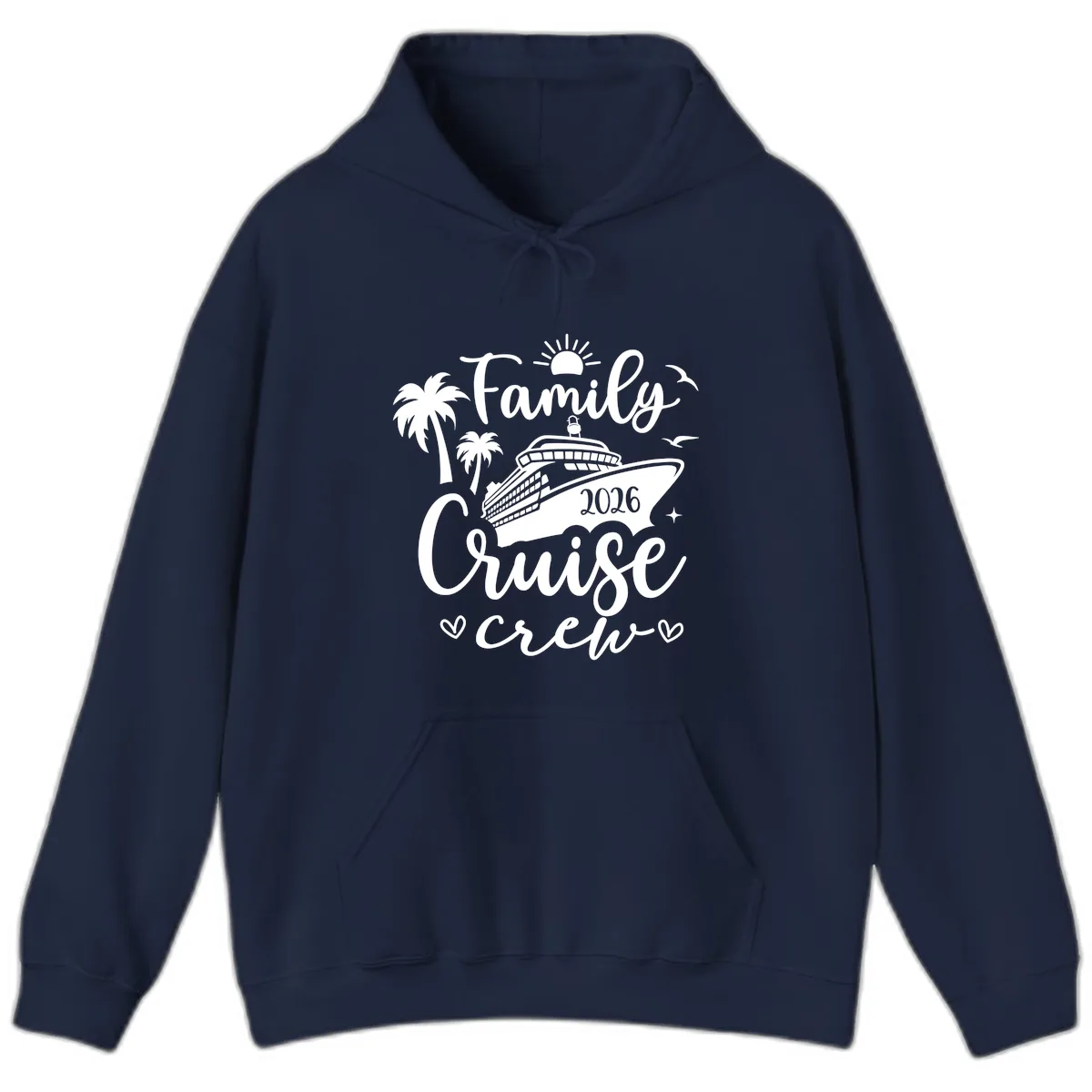Family Cruise Crew 2026 Vacation Apparel Hoodie in Navy