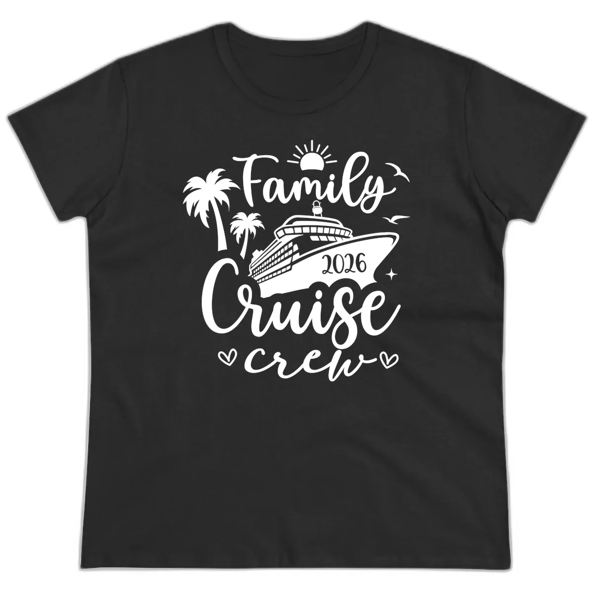 Family Cruise Crew 2026 Vacation Apparel Ladies Tee in Black