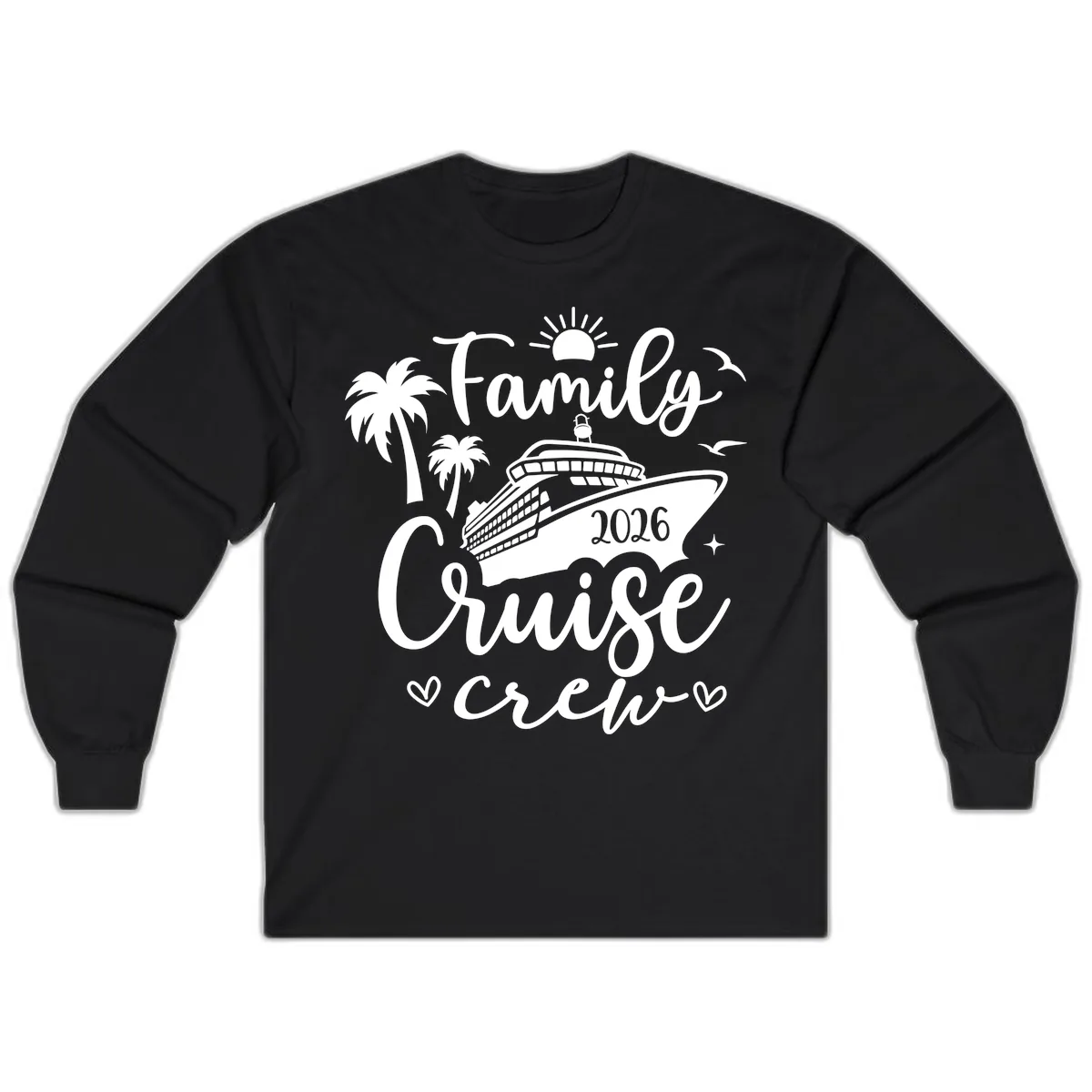 Family Cruise Crew 2026 Vacation Apparel Long Sleeve in Black