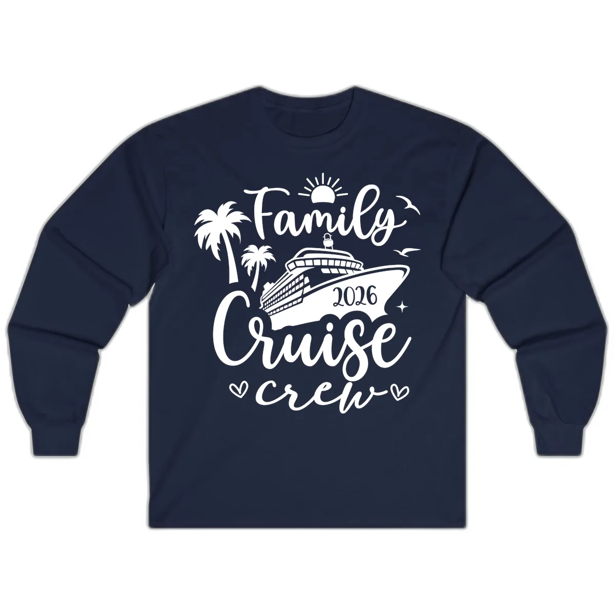 Family Cruise Crew 2026 Vacation Apparel Long Sleeve in Navy