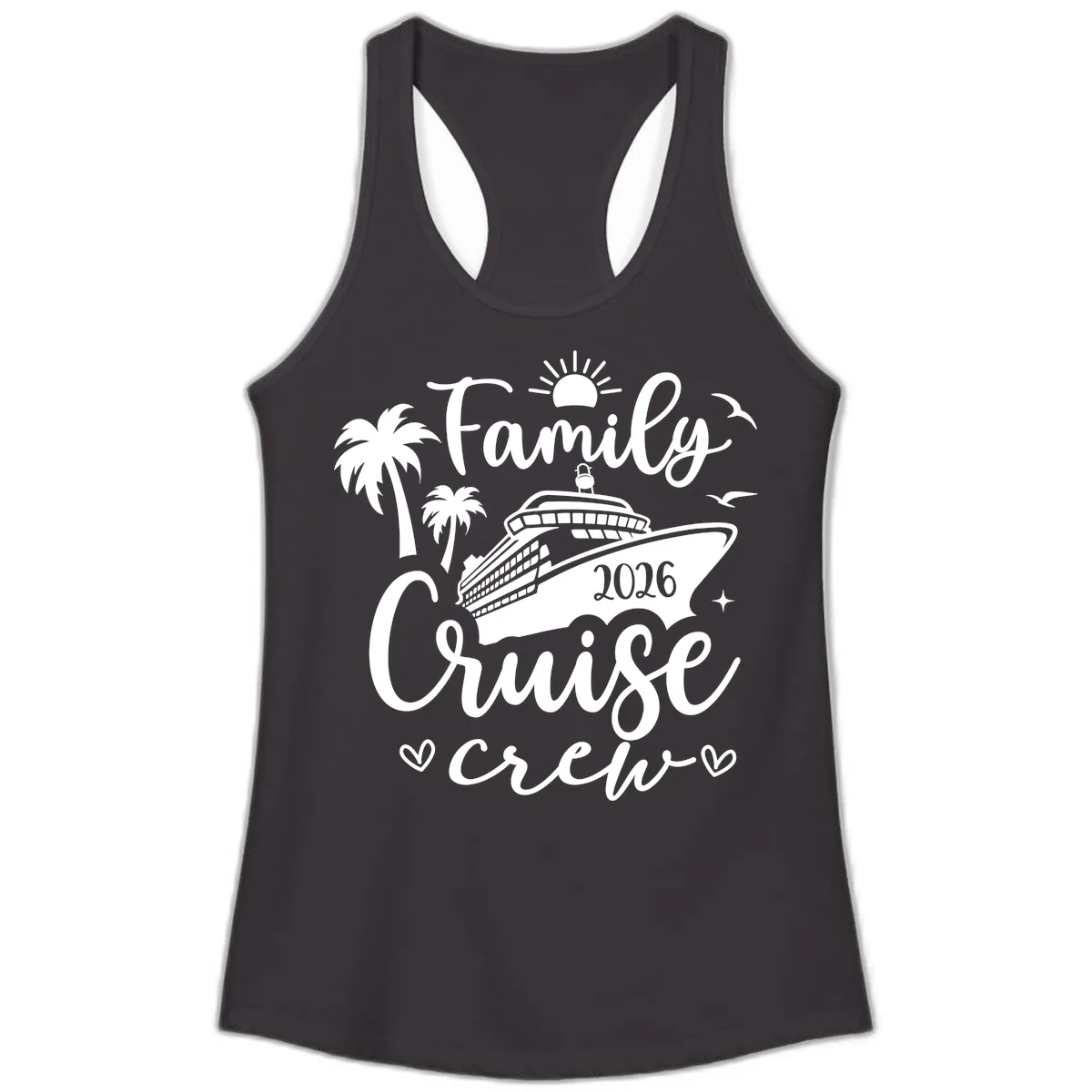 Family Cruise Crew 2026 Vacation Apparel Ladies Tank in Black