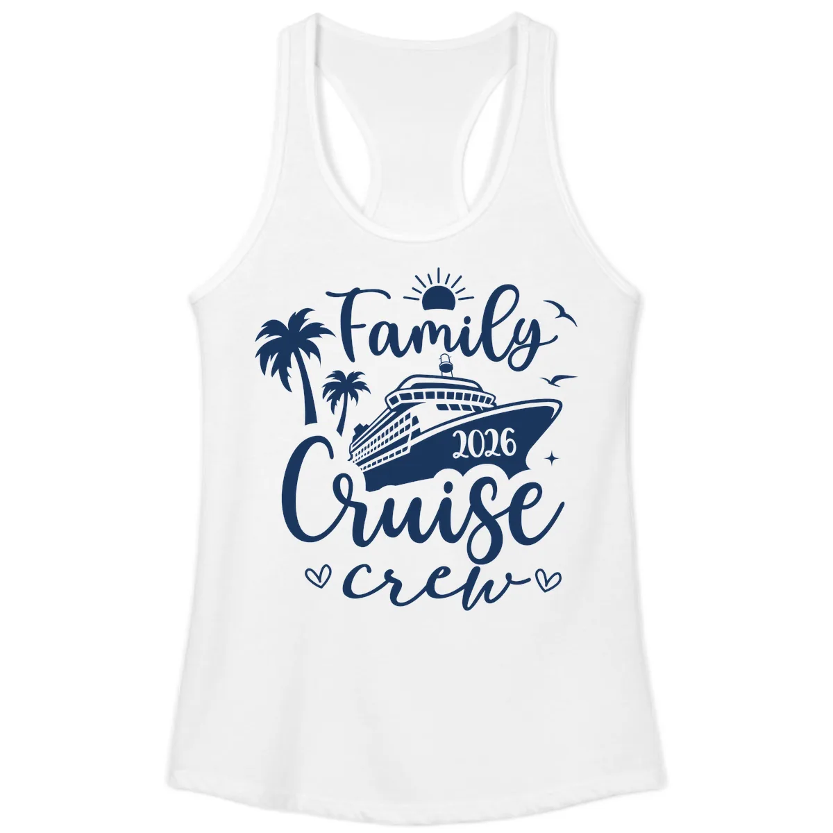 Family Cruise Crew 2026 Vacation Apparel Ladies Tank in White