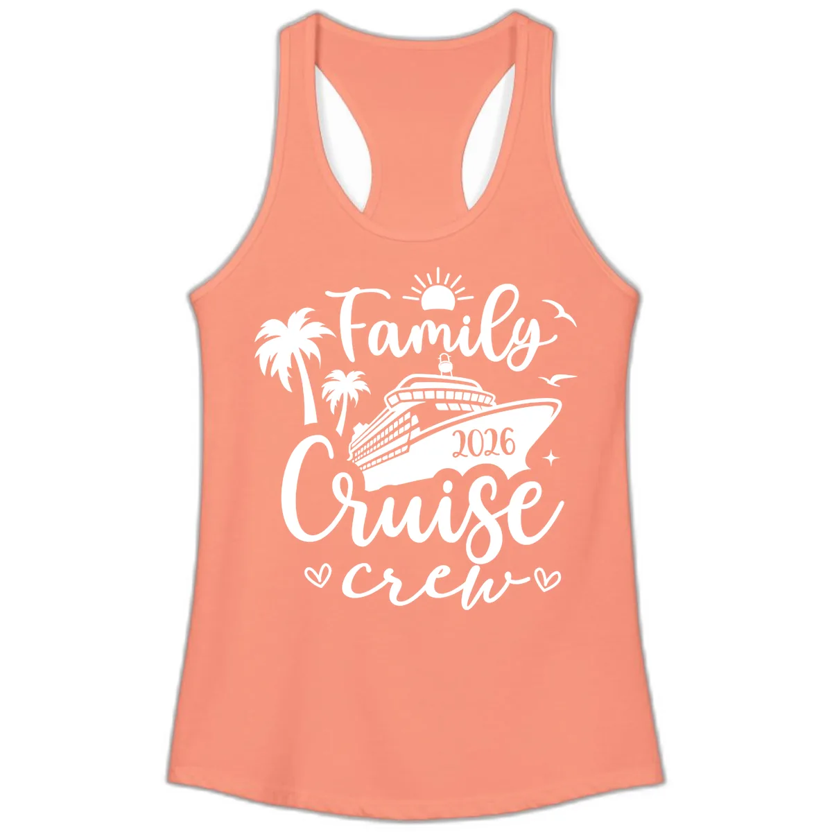 Family Cruise Crew 2026 Vacation Apparel Ladies Tank in Solid Light Orange