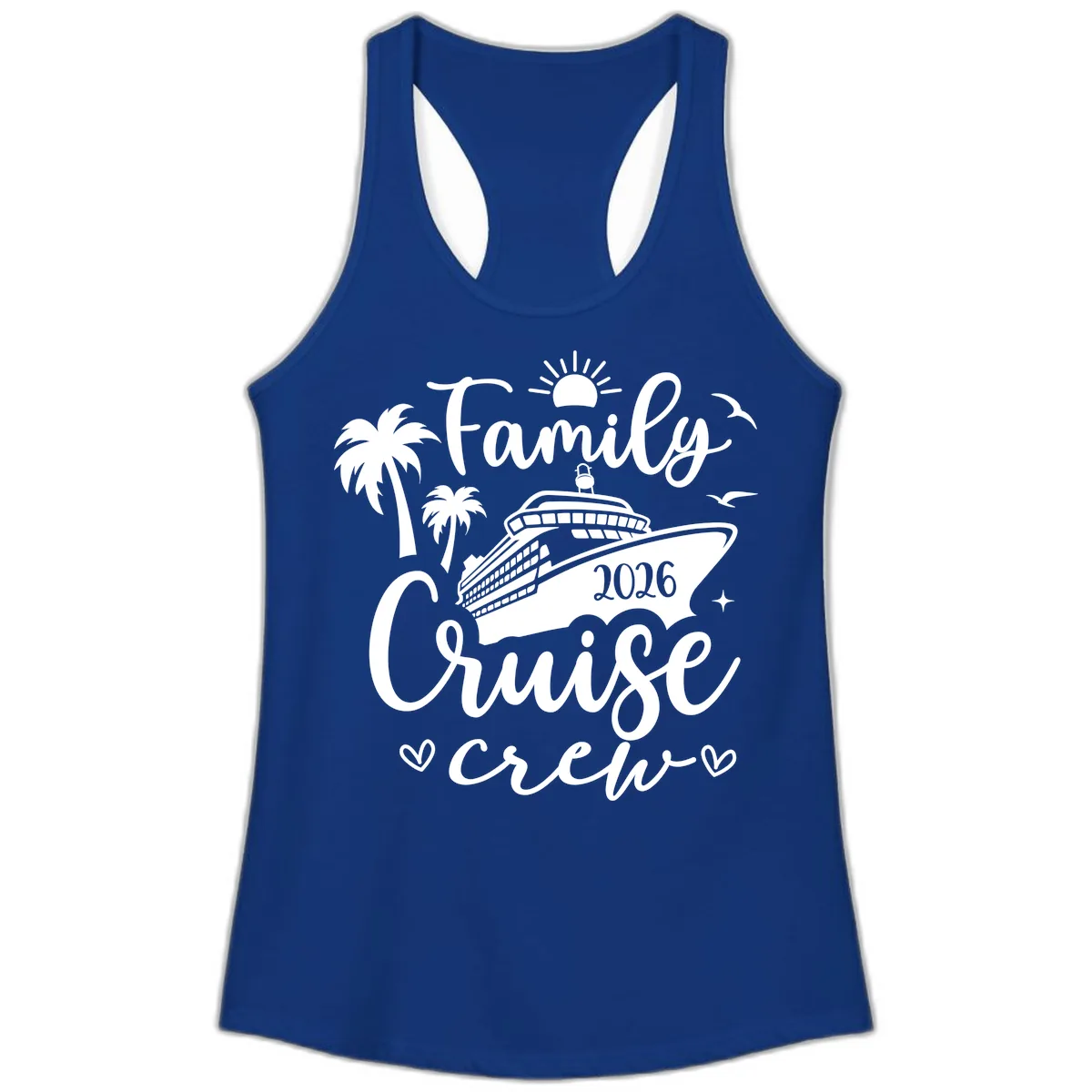 Family Cruise Crew 2026 Vacation Apparel Ladies Tank in Solid Royal