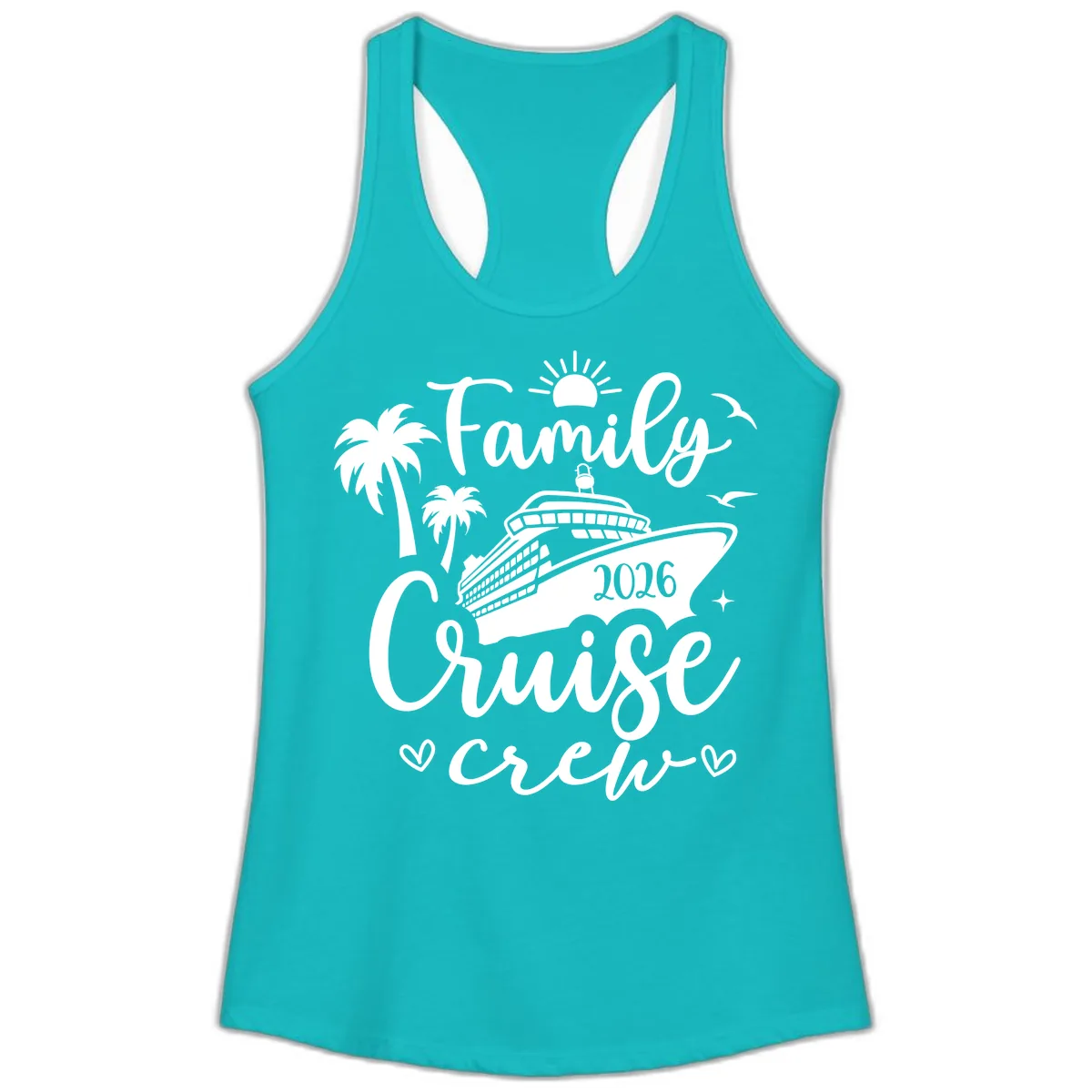 Family Cruise Crew 2026 Vacation Apparel Ladies Tank in Tahiti Blue