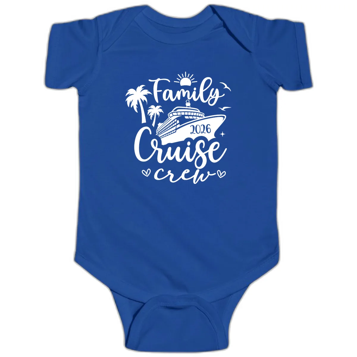 Family Cruise Crew 2026 Vacation Apparel Baby Onesie in Royal