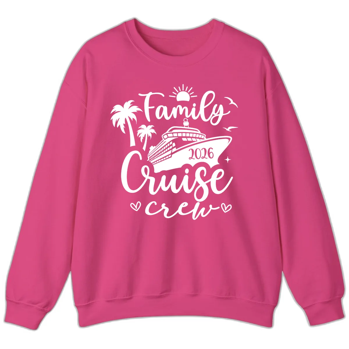 Family Cruise Crew 2026 Vacation Apparel Sweatshirt in Heliconia
