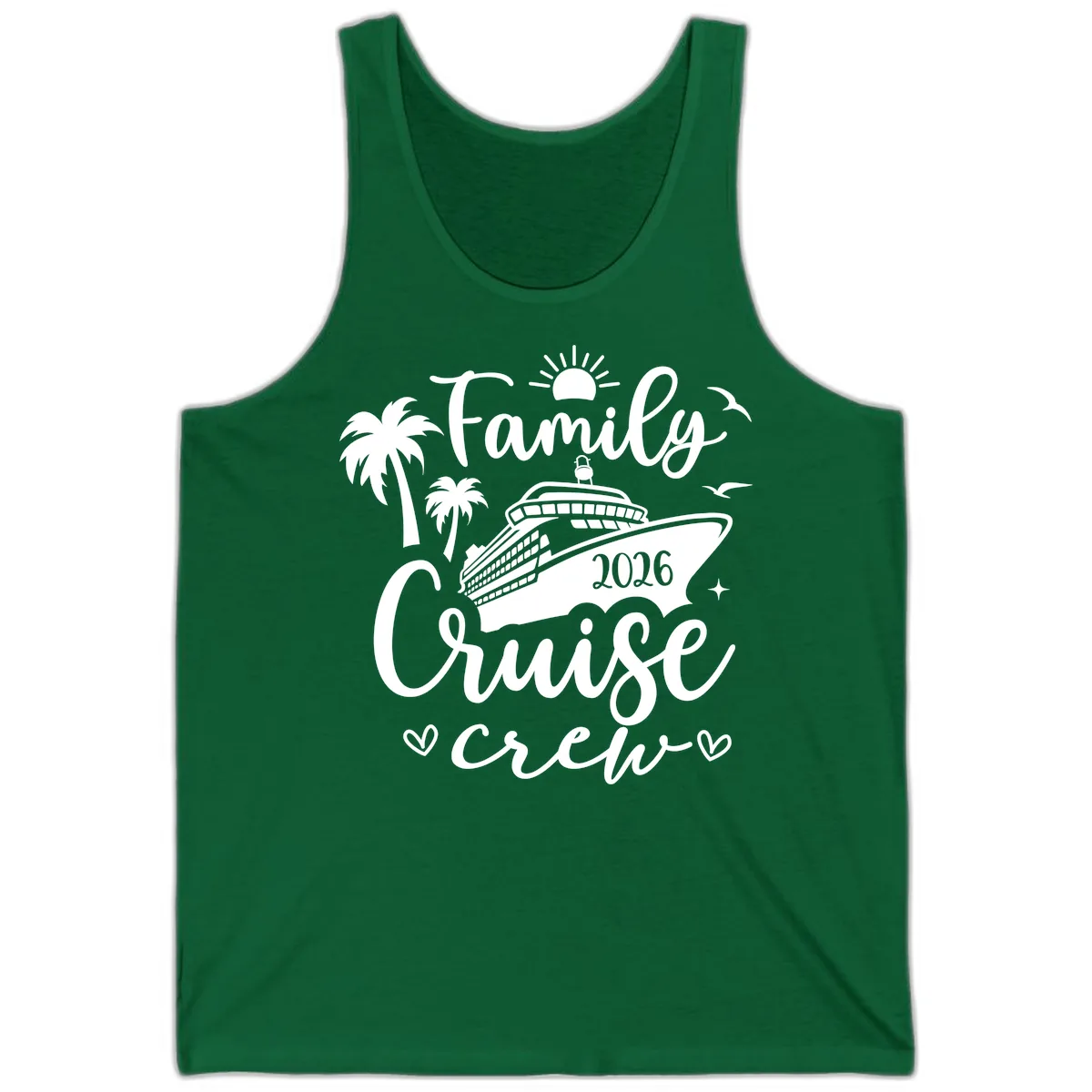 Family Cruise Crew 2026 Vacation Apparel Tank in Kelly