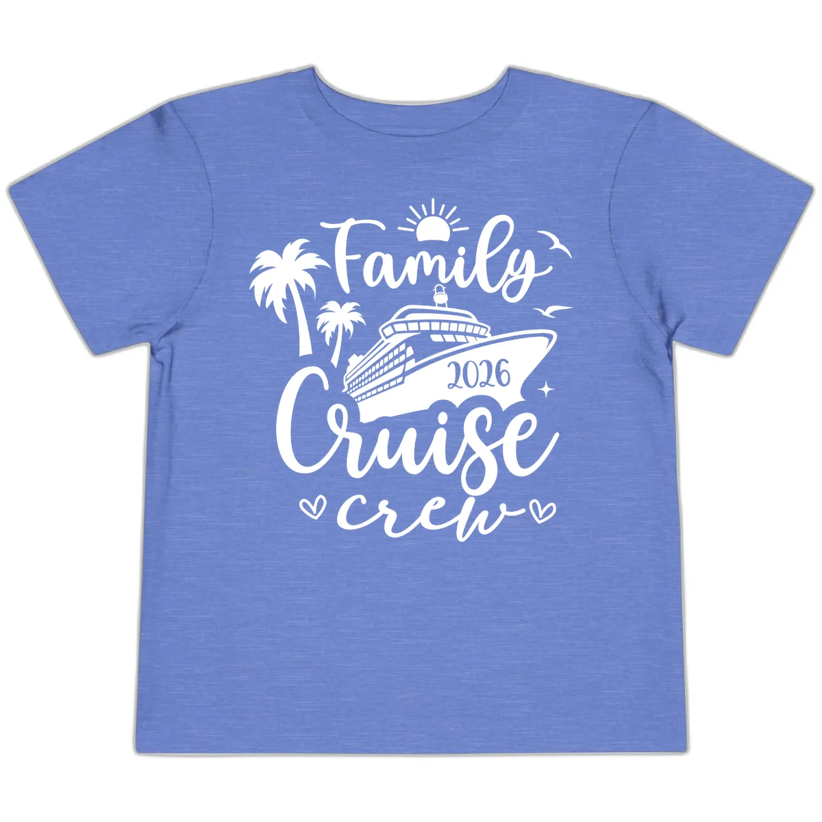 Family Cruise Crew 2026 Vacation Apparel Toddler T-Shirt in Heather Columbia Blue