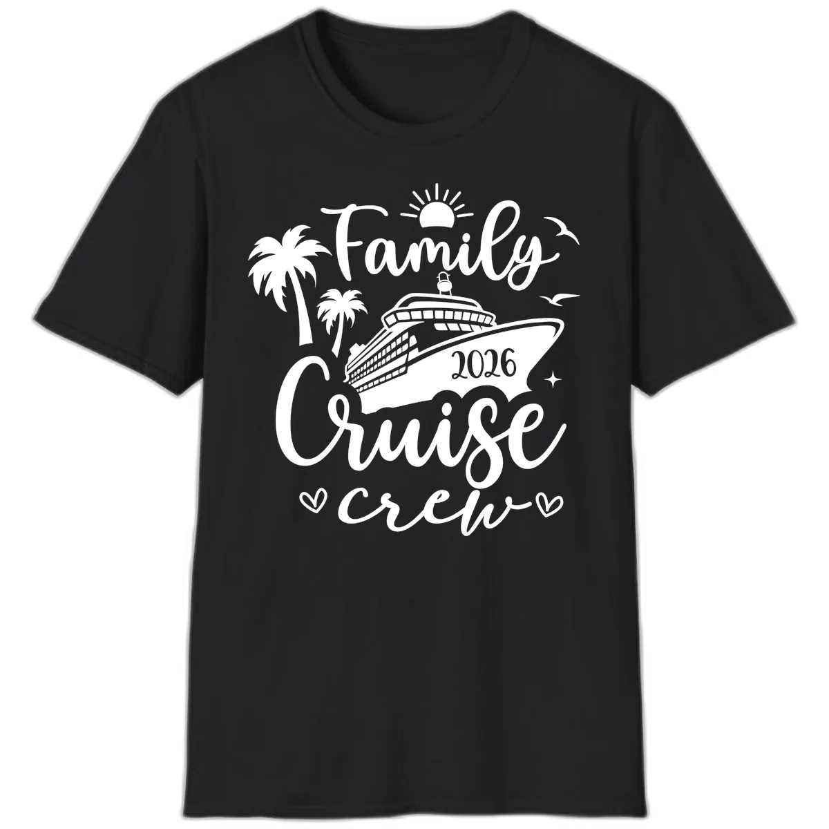 Family Cruise Crew 2026 Vacation Apparel T-Shirt in Black