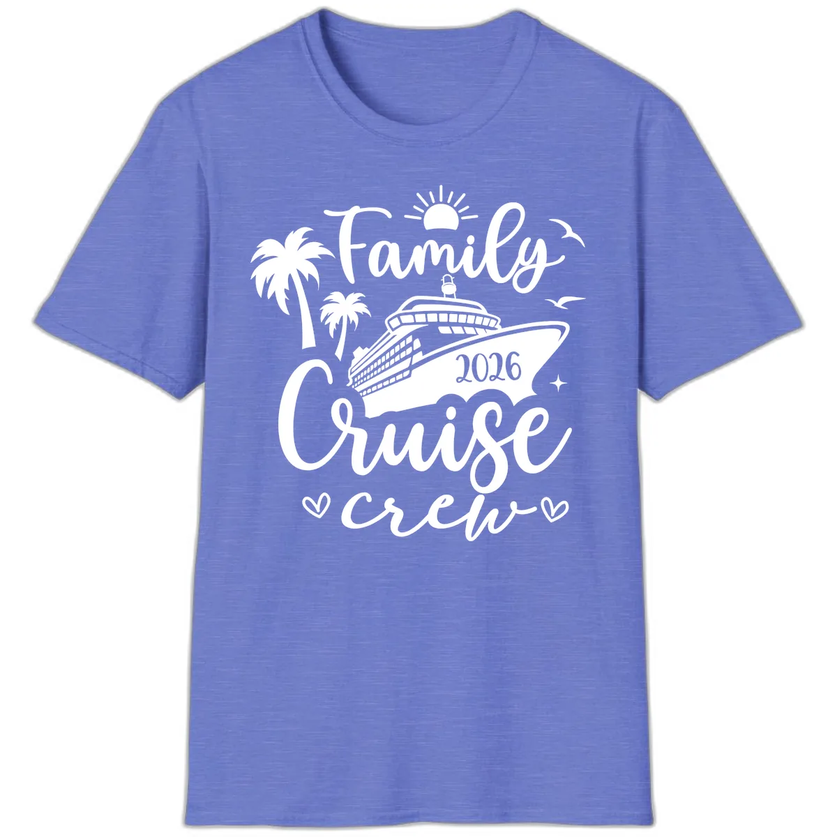 Family Cruise Crew 2026 Vacation Apparel T-Shirt in Heather Royal