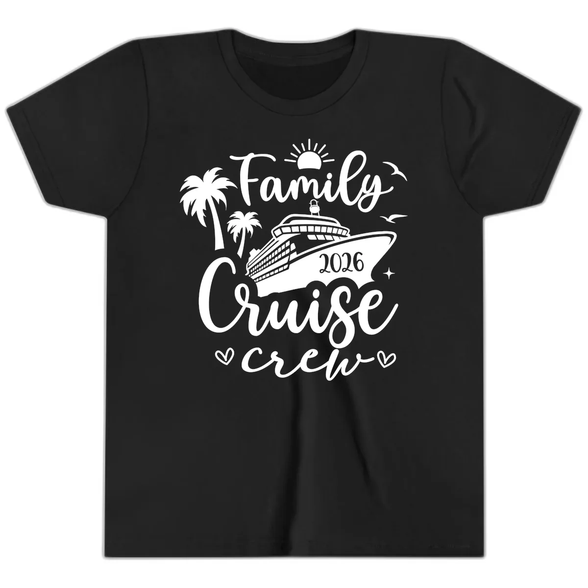 Family Cruise Crew 2026 Vacation Apparel Youth T-Shirt in Black