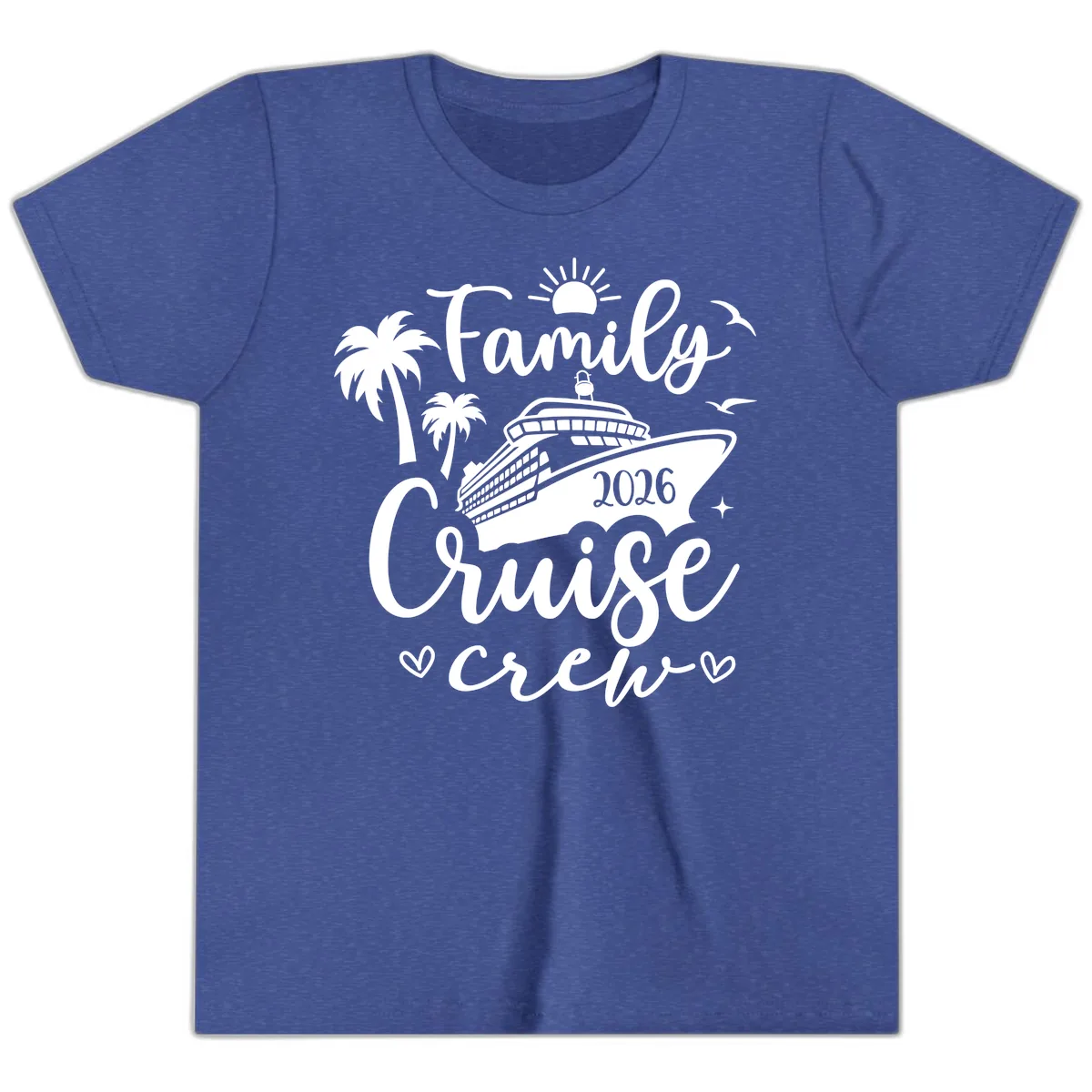 Family Cruise Crew 2026 Vacation Apparel Youth T-Shirt in Heather True Royal