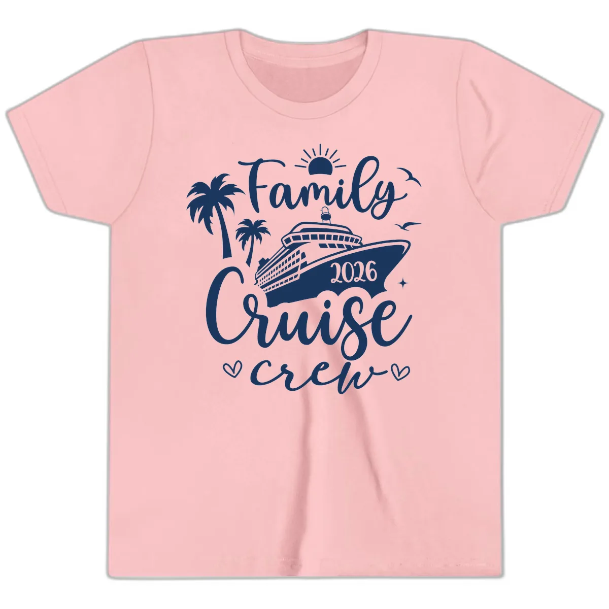 Family Cruise Crew 2026 Vacation Apparel Youth T-Shirt in Pink