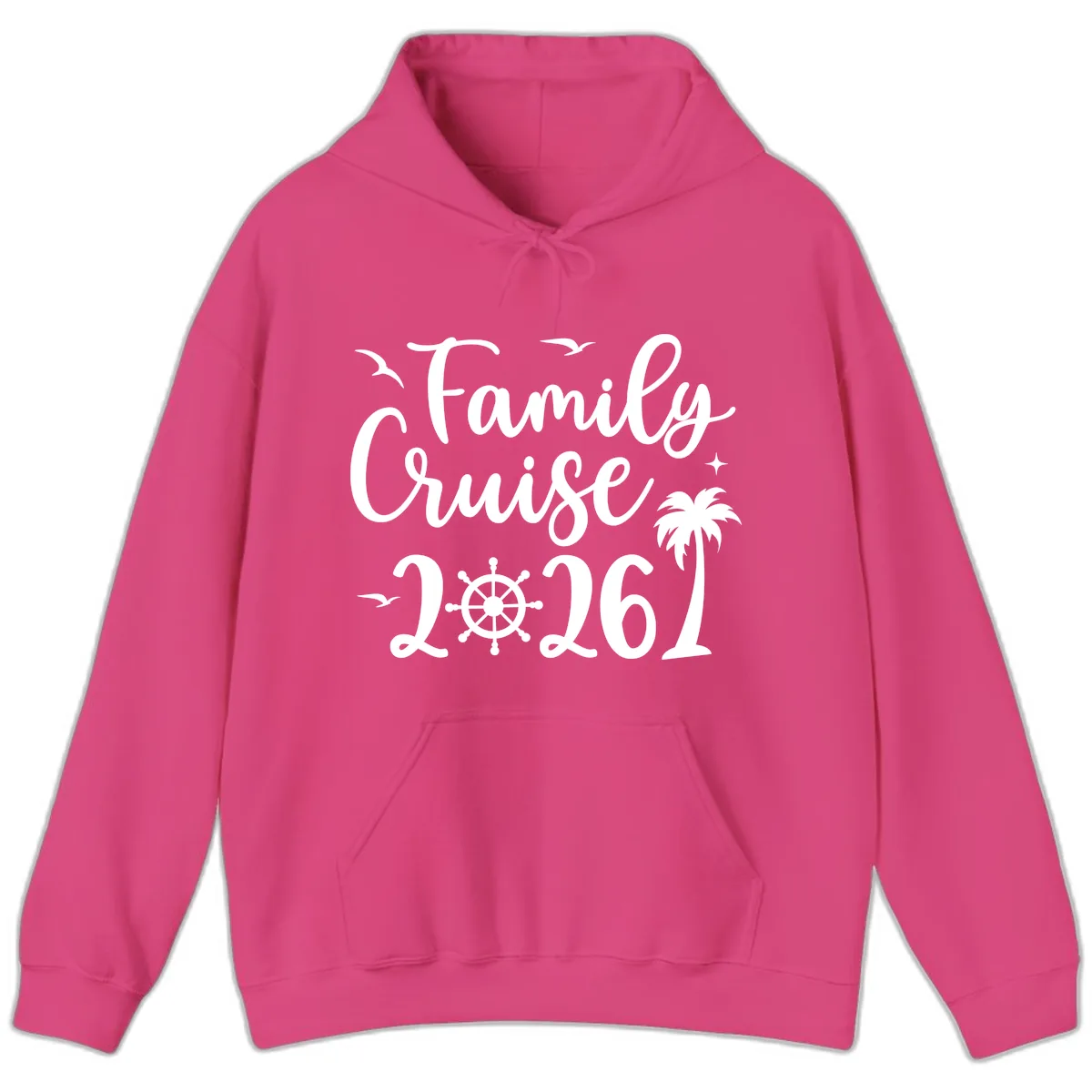 Family Cruise 2026 Vacation Apparel Hoodie in Heliconia