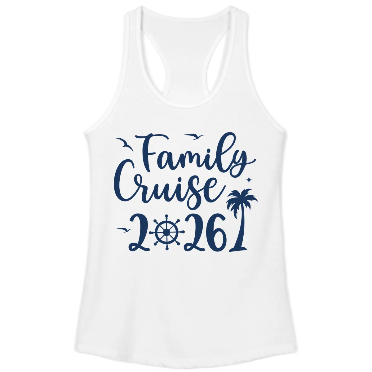 Family Cruise 2026 Vacation Apparel Ladies Tank in White