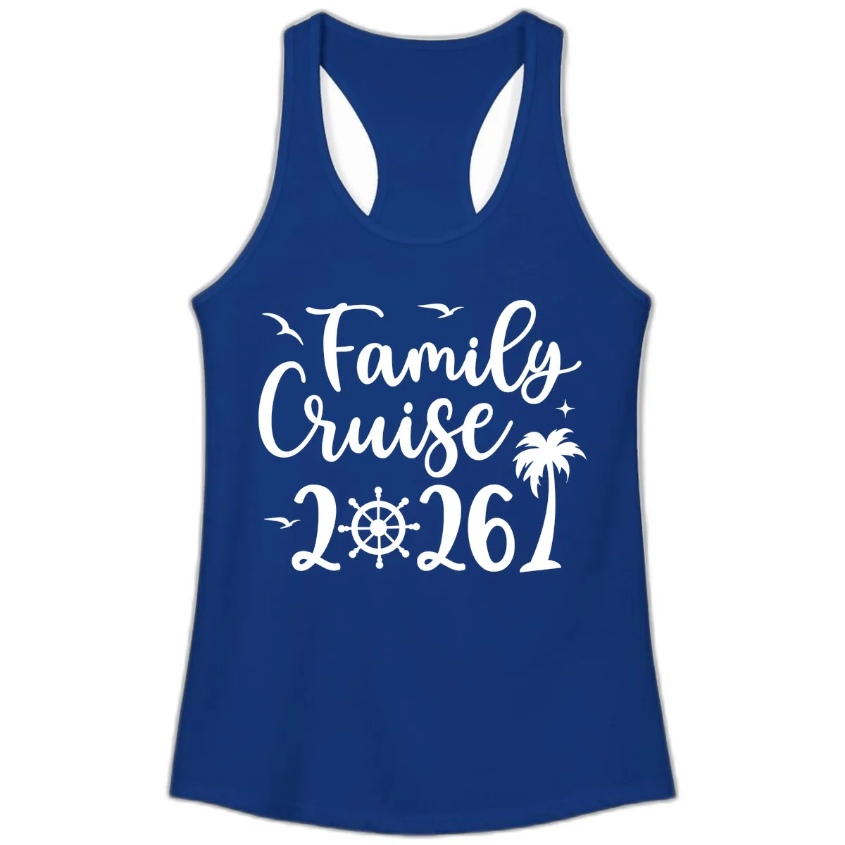 Family Cruise 2026 Vacation Apparel Ladies Tank in Solid Royal