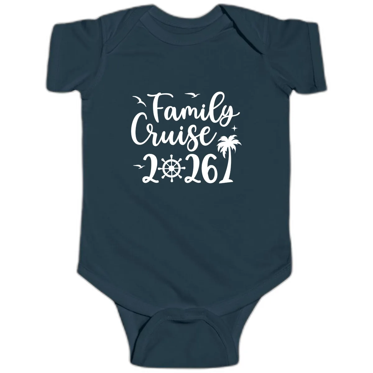 Family Cruise 2026 Vacation Apparel Baby Onesie in Navy