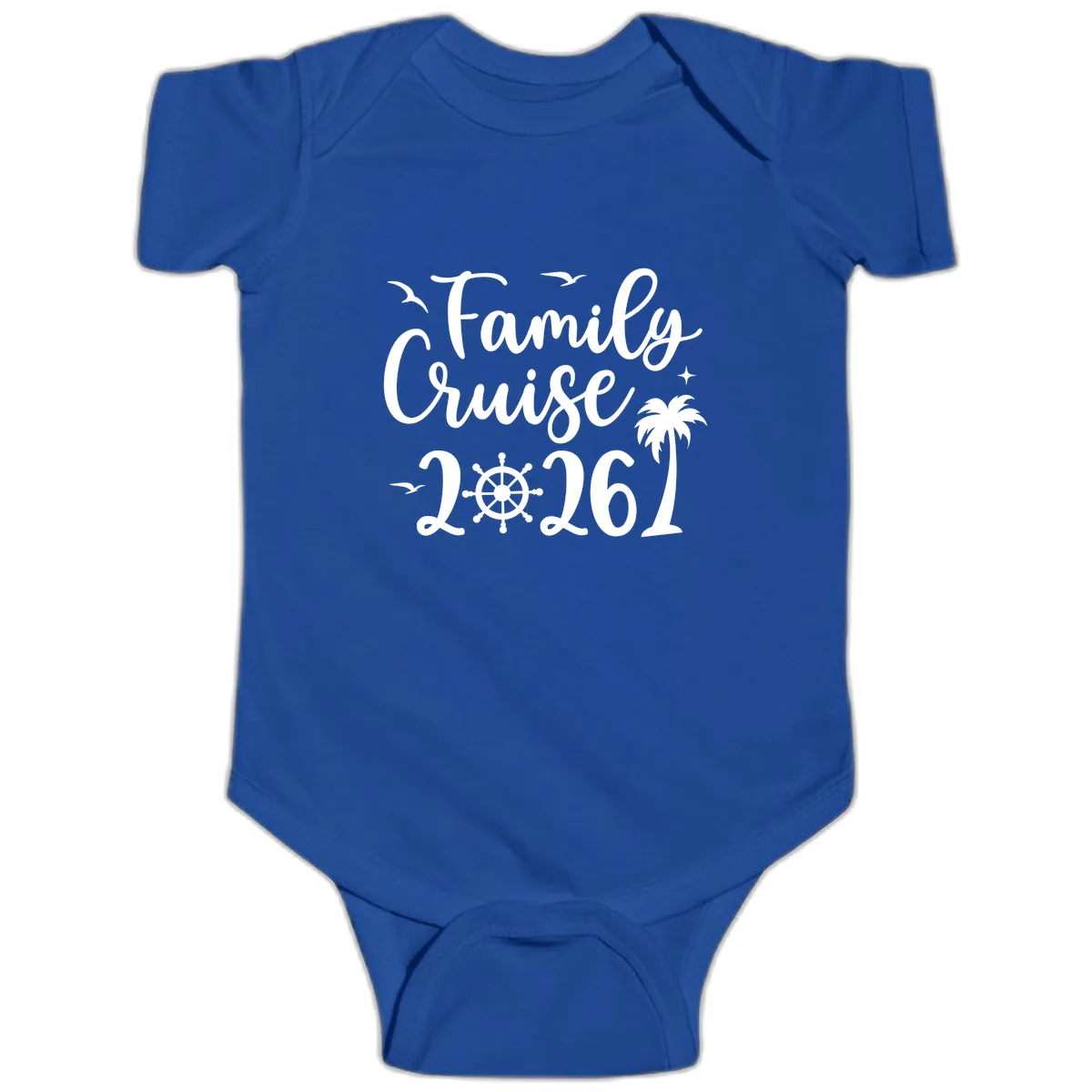 Family Cruise 2026 Vacation Apparel Baby Onesie in Royal
