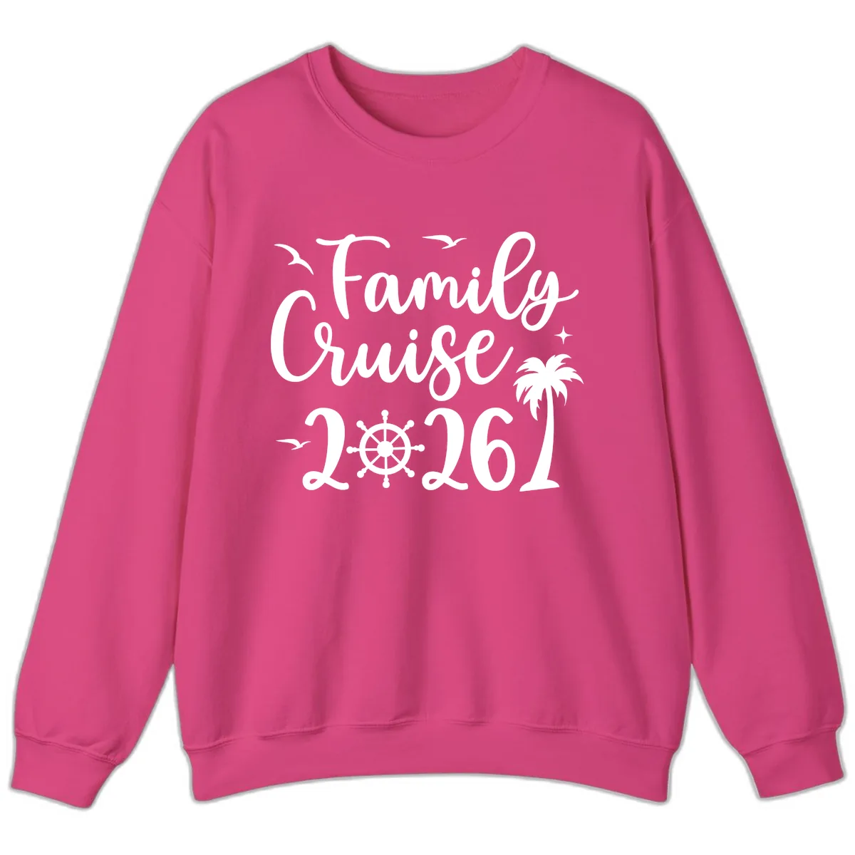 Family Cruise 2026 Vacation Apparel Sweatshirt in Heliconia