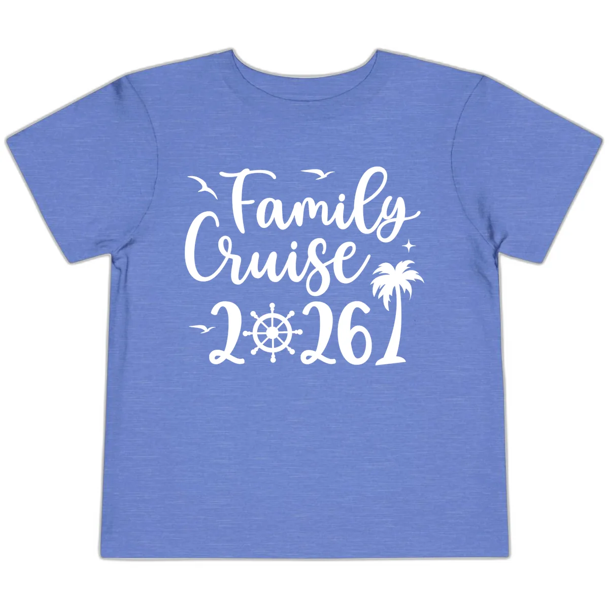 Family Cruise 2026 Vacation Apparel Toddler T-Shirt in Heather Columbia Blue