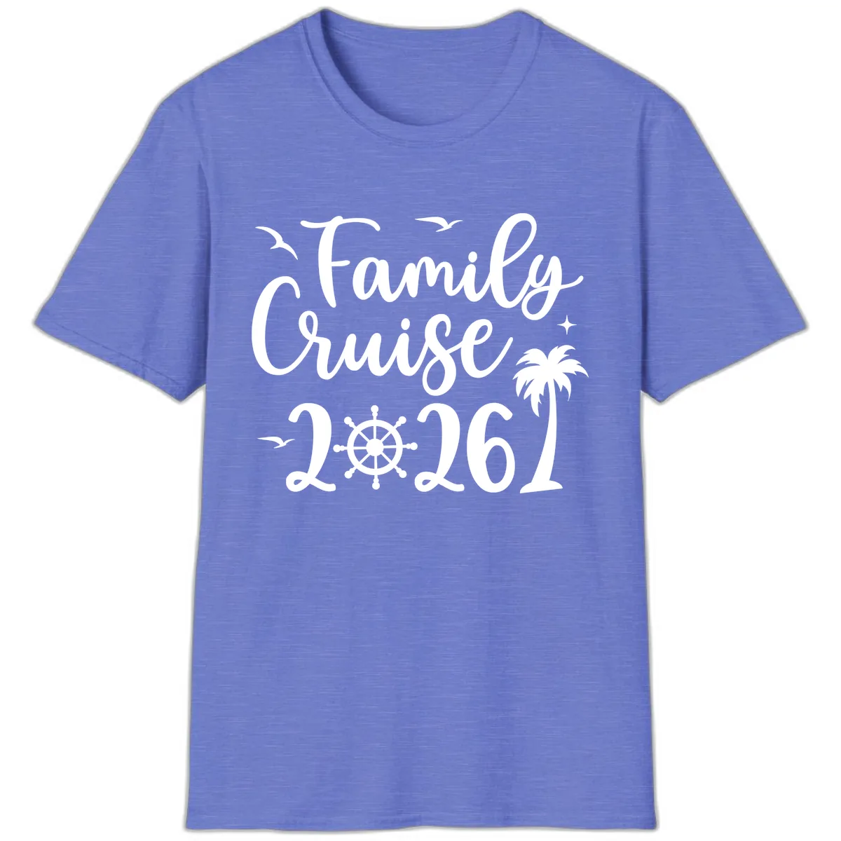 Family Cruise 2026 Vacation Apparel T-Shirt in Heather Royal