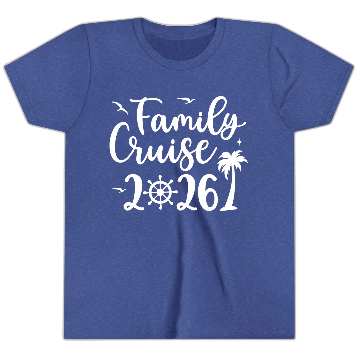 Family Cruise 2026 Vacation Apparel Youth T-Shirt in Heather True Royal