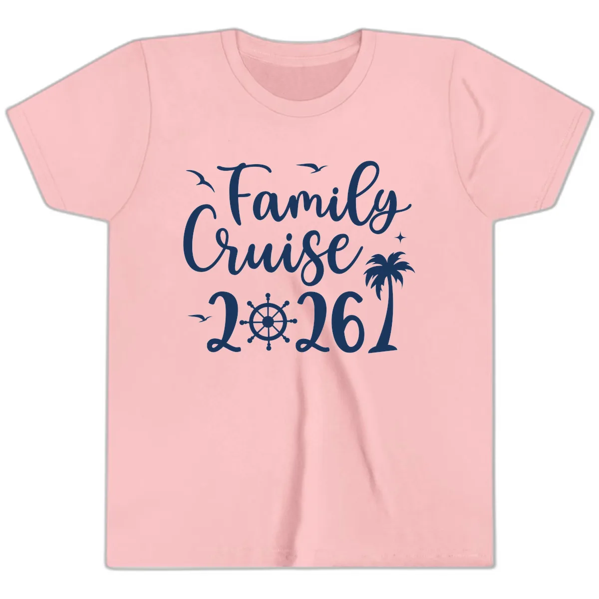 Family Cruise 2026 Vacation Apparel Youth T-Shirt in Pink