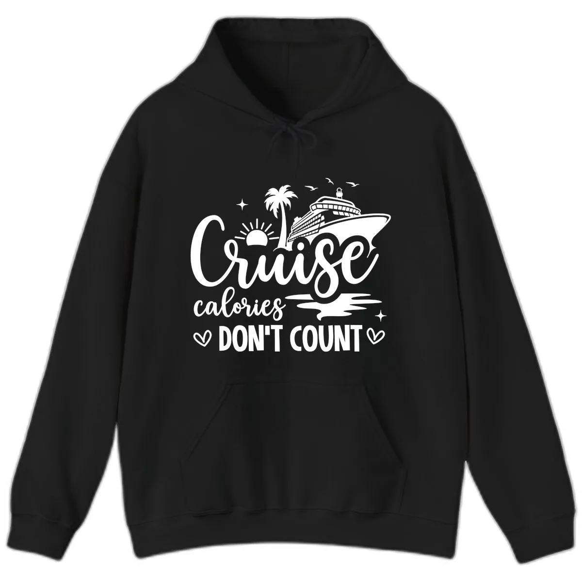 Cruise Calories Don't Count Tropical Fun Hoodie in Black