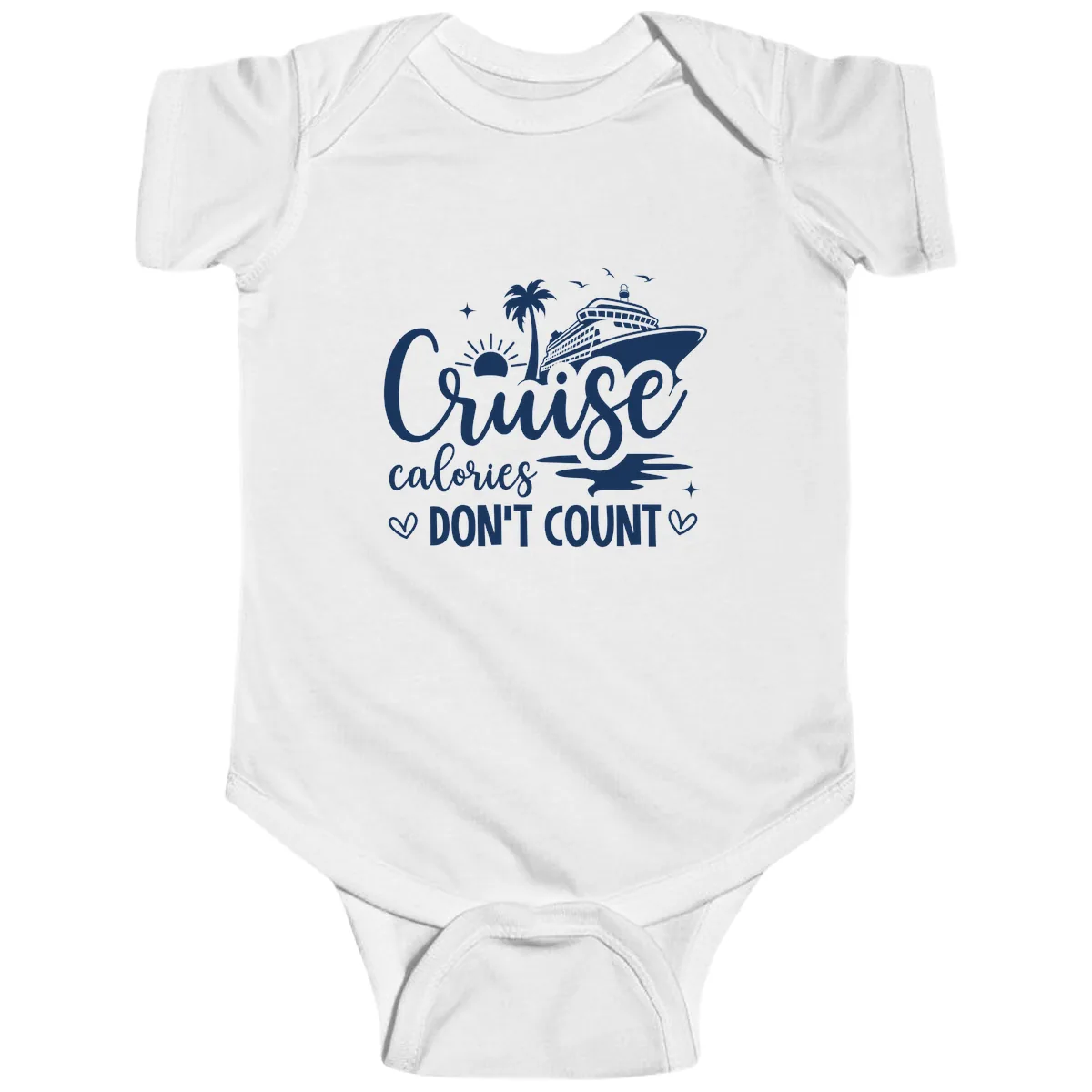 Cruise Calories Don't Count Tropical Fun Baby Onesie in White