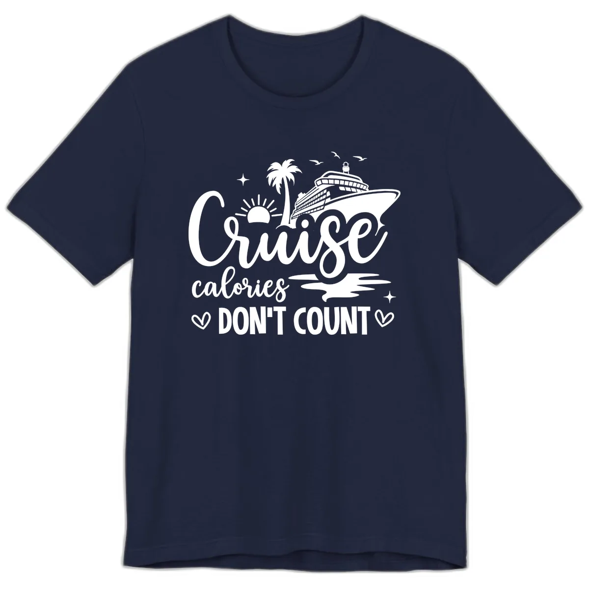 Cruise Calories Don't Count Tropical Fun Premium T-Shirt in Navy