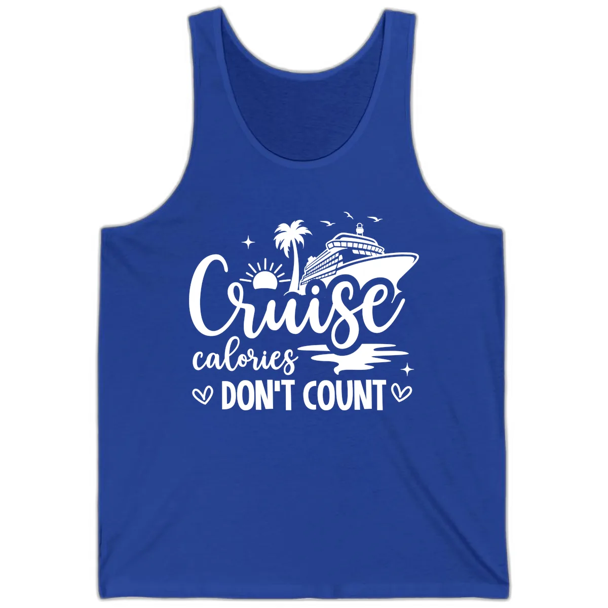 Cruise Calories Don't Count Tropical Fun Tank in True Royal